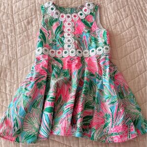 Lilly Pulitzer Floral Pink and Green Kids Dress - girls size 4